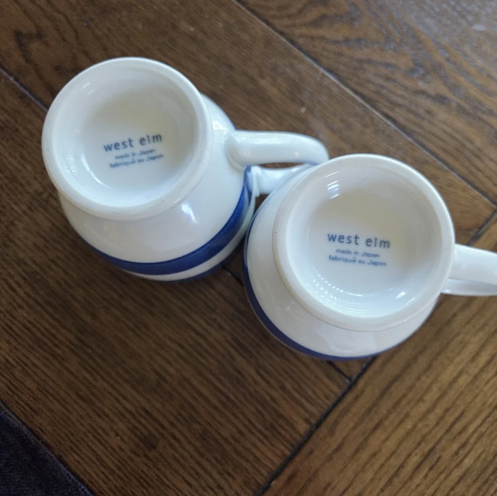 West Elm Footed Striped 8oz Mugs (2)